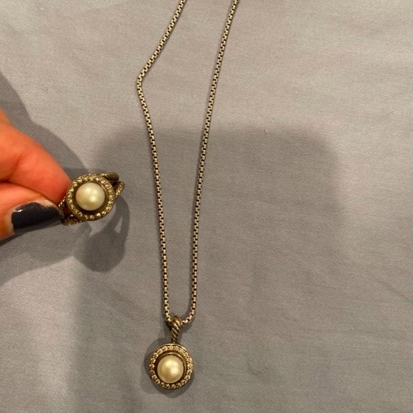 David Yurman cable necklace and ring with Diamonds